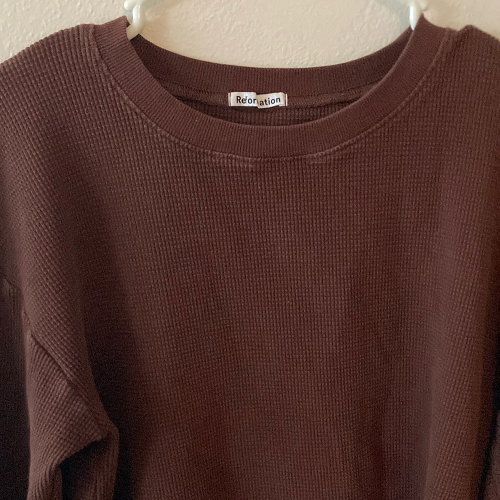 Reformation organic cotton Brown Waffle Knit Set
